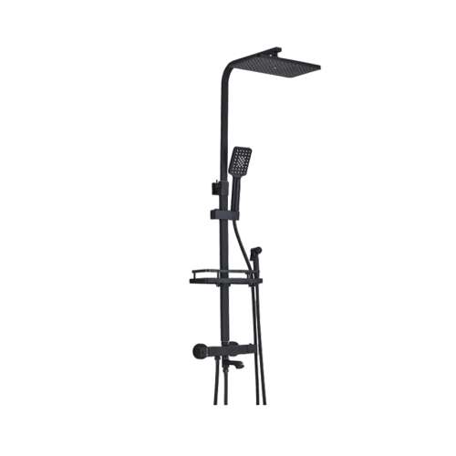 Blackswan M173 shower column, black, with thermostat, hand shower and movable spout, 120 cm