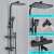 Blackswan M173 shower column, black, features: big rainfall shower head, 3-ways hand shower/bidet faucet, brass 4-ways mixer valve