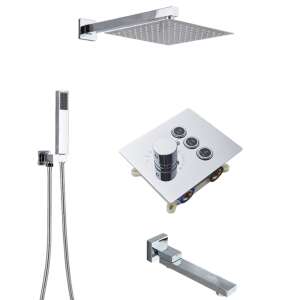 Blackswan M187 chrome shower set with thermostatic mixer valve, 3 way, 20 cm - Shower set