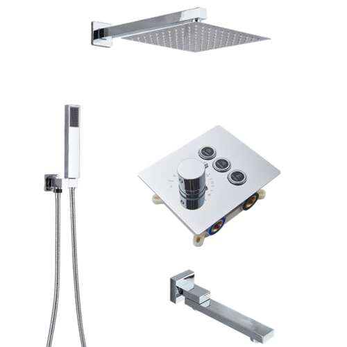 Blackswan M189 Shower Set, Chrome model, 3-way, with thermostat and hand shower, 30 cm