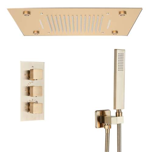 Blackswan M191 Matt Gold Duschset mit 2-Wege-Duschkopf und Thermostat