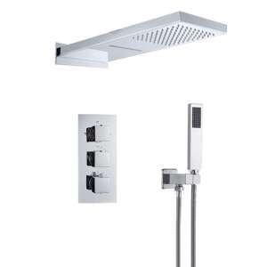 Blackswan M197 chrome shower set with thermostatic mixer and 2-function shower head, 55 cm - Shower set