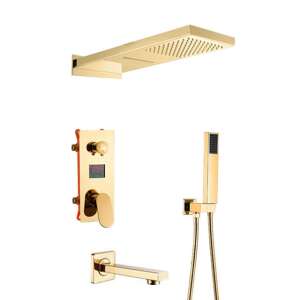 Blackswan M199 4-way shower system with digital display, gold finish - Shower set