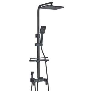 Blackswan M207 4-way thermostatic shower column with LCD display and high pressure shower head, black - Shower set