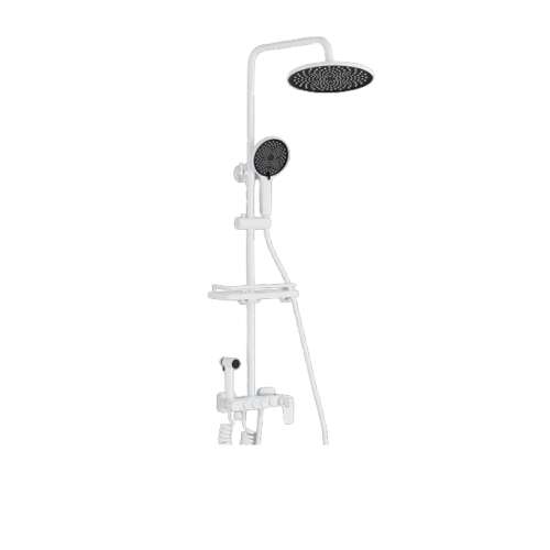 Blackswan M209 shower column, white, 4 functions, high pressure shower head, 116 cm