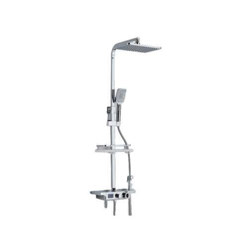 Blackswan M214 chrome shower column with thermostatic control, LCD display, and high-pressure shower head
