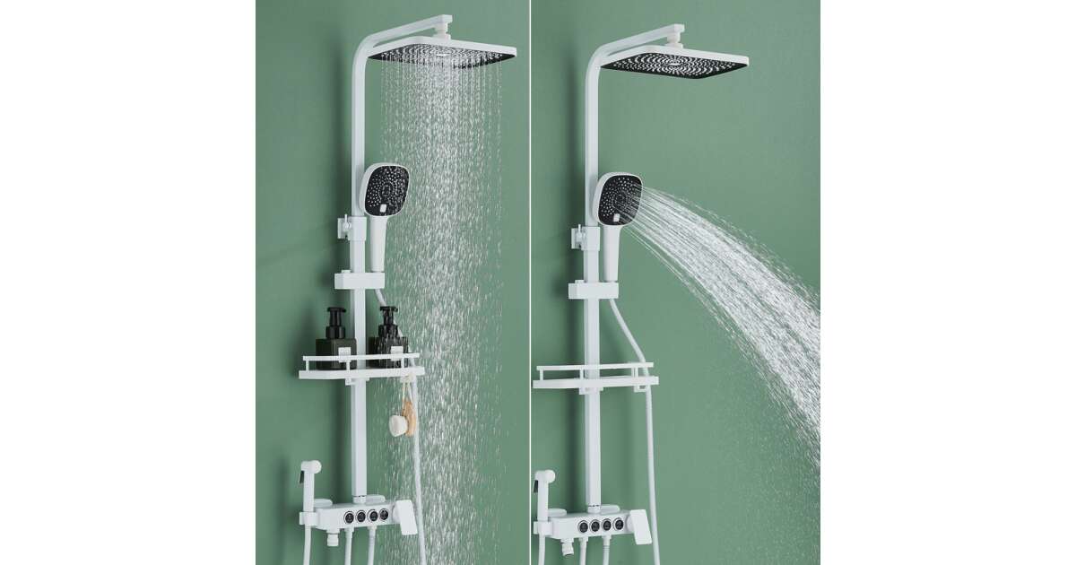 Blackswan M231 Shower Column, White Model, 4-Function, High-Pressure Shower, SPA-Type Hand Shower and Concealed Mixer Tap, Size 118 cm 102643330