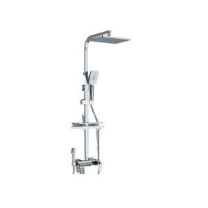 Blackswan M250 shower column, chrome, 4-way, thermostatic, LCD display, high-pressure shower and hidden mobile faucet, 30 x 20 cm - Shower set