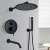 Blackswan M255 matte black shower set with rainfall shower head, hand shower, and spout