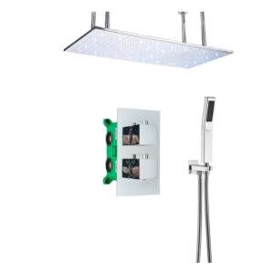 Sprchový systém Blackswan M265 s montážou na strop, 80 cm, s LED osvetlením, termostatickou reguláciou a 2 vývodmi - Sprchová súprava