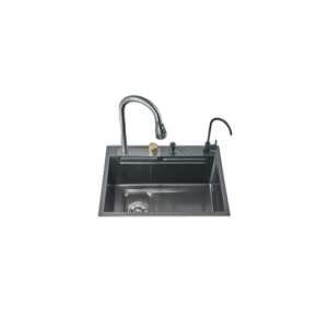 Multifunkcionális konyhai mosogató készlet, csaptelep és tartozékok, Blackswan, Type A1, fekete modell| antracitszürke, vízesés típusú csaptelepek és tisztított vízhez, mérete 60 x 45 cm