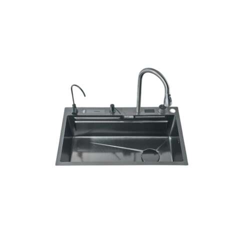 Chiuvetă de bucătărie Blackswan D1Y, negru/gri antracit, 75 x 45 cm