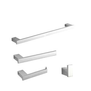 Set de accesorii pentru baie Blackswan M3, 4 bucăți, crom lucios, suport pentru prosoape, suport pentru hârtie igienică, cârlig pentru halat - Accesorii baie