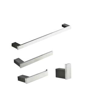 Set de accesorii pentru baie Blackswan M4, 4 bucăți, nichel periat, include suport pentru prosop, suport pentru hârtie igienică și cârlig pentru halat - Accesorii baie