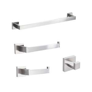 Set de accesorii pentru baie Blackswan, 4 piese, suport pentru prosoape, inel pentru prosoape, suport pentru hârtie igienică, cârlig pentru halat, nichel mat - Accesorii baie