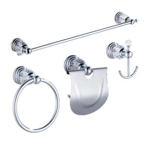 Set de accesorii pentru baie Blackswan, tip M10, 4 bucăți, model cromat cu elemente din sticlă, 60 cm - Accesorii baie