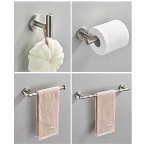 Blackswan M20 Badezimmer-Accessoire-Set, 4 Stück, Nickel, rund, 45 cm, Collage - Badezimmer-Zubehör