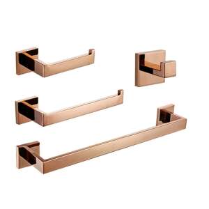 Blackswan M31 4-teiliges Badezimmer-Accessoire-Set in Roségold, beinhaltet Handtuchhalter, Toilettenpapierhalter, Bademantelhaken und Handtuchring - Badezimmer-Zubehör