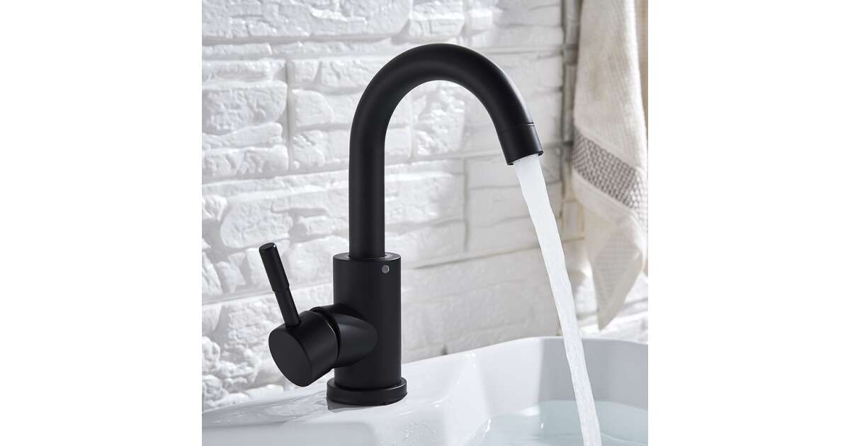 Bathroom sink faucet, Blackswan, M234 type, round matt black model, size 23.5 cm 102643821