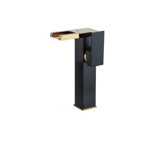 Blackswan M242 fürdőszoba mosogató csaptelep, fekete és arany vízesés csaptelep LED-del