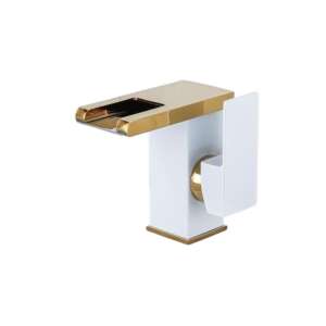 Blackswan M243 Badezimmer-Waschbeckenarmatur, weiß und gold, Wasserfall-Design - Wasserhahn