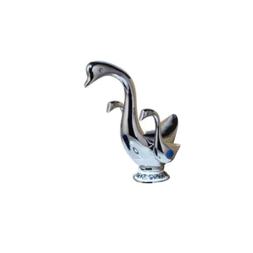 Blackswan M257 Swan смесител за мивка за баня, хромиран модел с бял керамичен модел, 22 cm