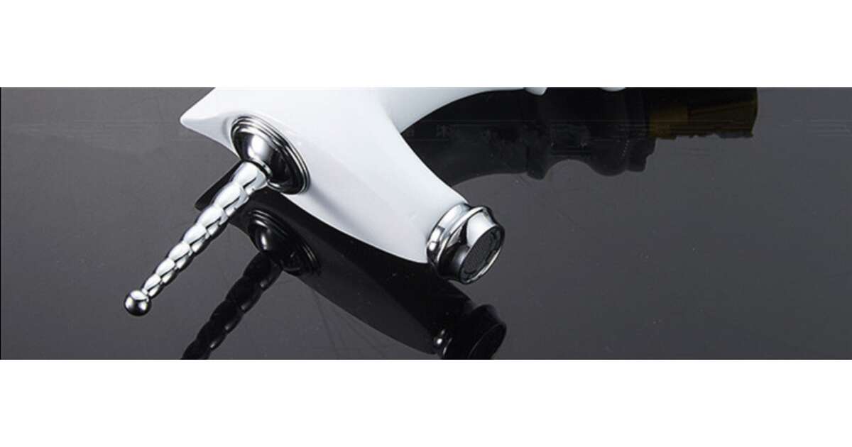 Bathroom sink faucet, Blackswan, M279 Unicorn type, white/short chrome model, 20 cm 102644006