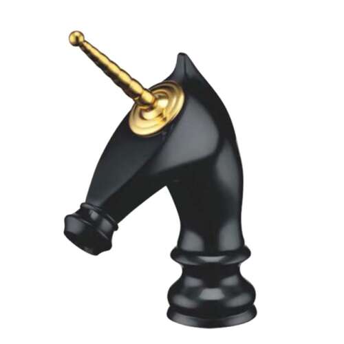 Blackswan M281 Unicorn fürdőszoba mosogató csaptelep, rövid fekete/arany modell, 20 cm