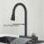 Blackswan M296 Matte Black Kitchen Faucet with Pull-Out Sprayer showing 360 degree rotation