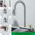 Blackswan M297 Brushed Nickel Kitchen Faucet with Pull-Out Sprayer, showing different spray modes