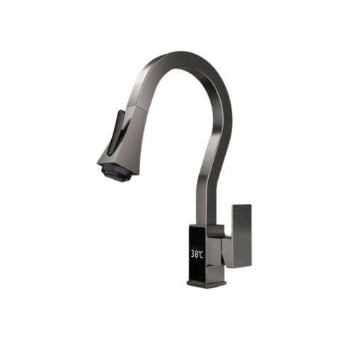 Blackswan M318 kitchen faucet, anthracite gray, LCD display, 4 modes, 45 cm