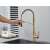 Blackswan M323 kitchen faucet, matte gold, pull-out spray, 3 modes, hand demonstrating the spray function