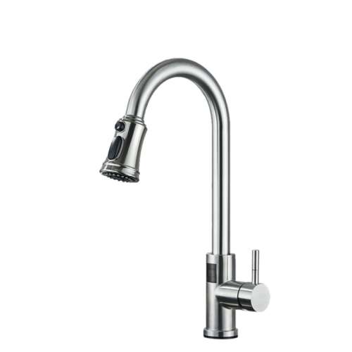 Robinet de bucătărie Blackswan M326, nichel periat, 3 moduri, afișaj LCD, senzor