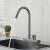 Blackswan M344 kitchen faucet, gunmetal gray, 2 modes, swivel spout, 36.5 cm, installed in a kitchen sink