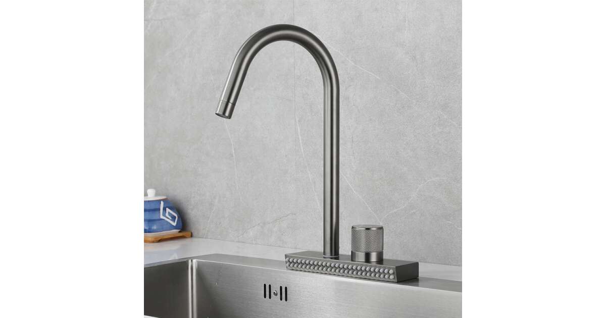 Blackswan Kitchen Sink Faucet, M344 type, anthracite grey model with 2 modes and swivel spout, size 36.5 cm 102644266