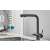 Blackswan M345 kitchen faucet in use, matte black, purified water