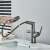 Blackswan M300 kitchen faucet, anthracite gray, pull-out spray, LCD display, 2 modes, in use