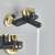 Blackswan M98 bathtub faucet with shower head, matt black and gold finish, close-up