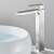 Blackswan M308 bathroom sink faucet, long nickel model, 30.5 cm, installed on a white sink