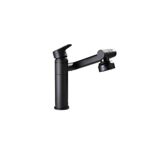 Bathroom sink tap, Blackswan, M330 type, short model matt black swivel, with 2 modes and movable spout, size 20 cm