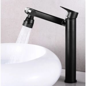 Fürdőszoba mosogató csaptelep, Blackswan, M331 típus, magas modell matt fekete forgatható, 2 üzemmóddal és mozgatható csappal, mérete 30 cm