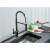 Blackswan M361 kitchen faucet, matte black, pull-out spray, 2 spray modes, in use