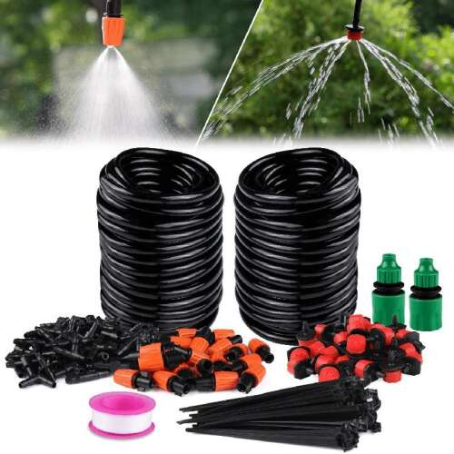 147 db-os Csepegtető és öntöző rendszer készlet tömlőkkel, csatlakozókkal és szórófejekkel