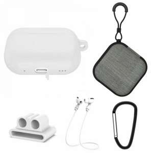 Extended 5-in-1 Kit for Apple Airpods Pro 2nd Generation Headphone Protection, White