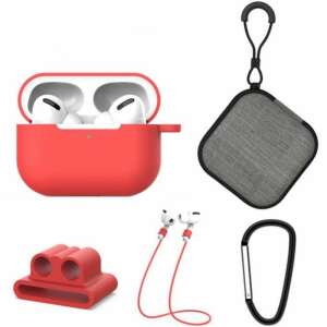 Extended 5-in-1 Kit for Apple Airpods Pro Protection, Red