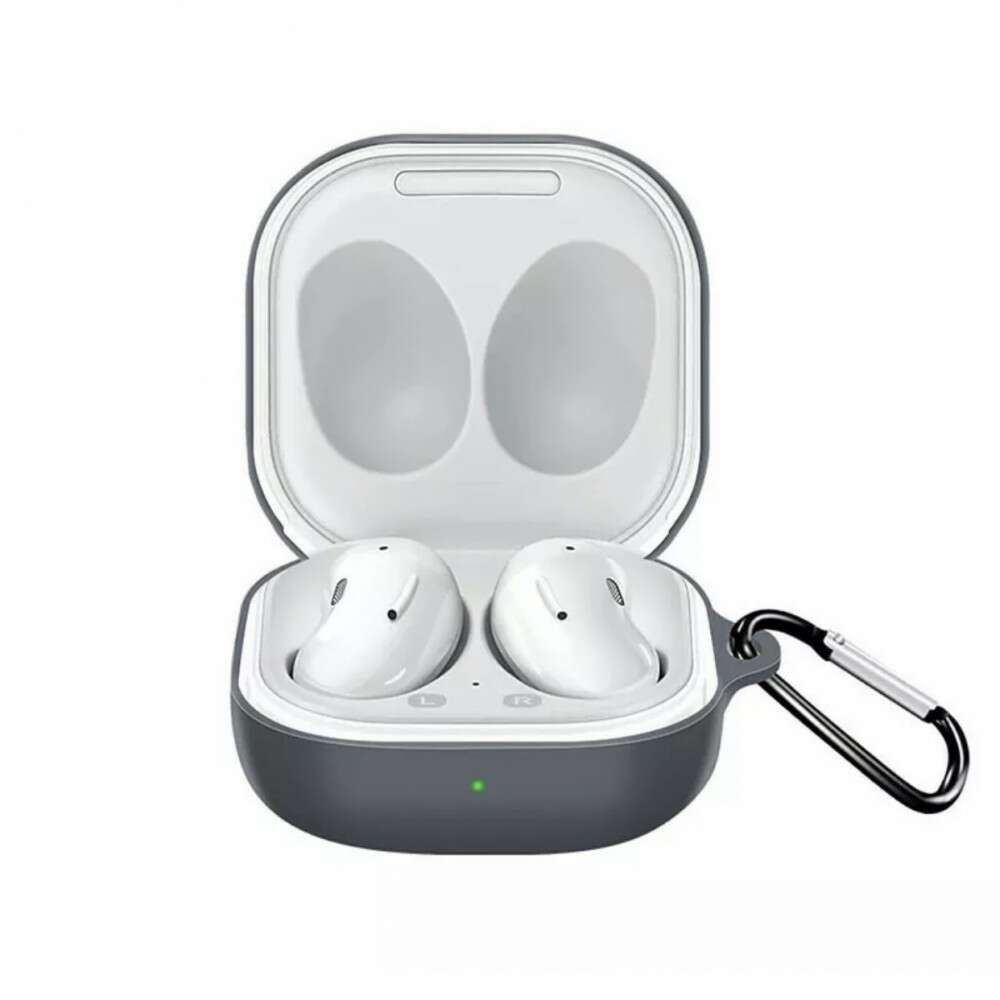 Protective Case for Samsung Galaxy Buds Live Headphones, 2020 Generation, with Black Carabiner