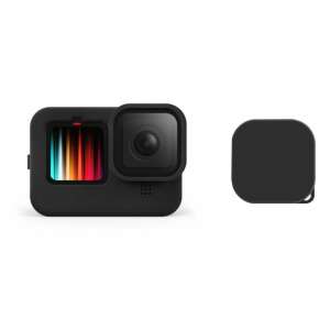 Black silicone case for GoPro Hero 9 action camera with lens protector - Surewo