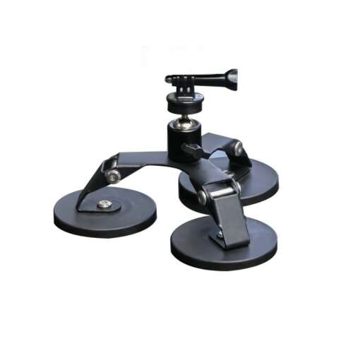 Surewo magnetic suction cup mount for GoPro Hero 12, 11, 10, 9, 8, 7, 6, 5 action cameras, triple base, 360 degree rotation