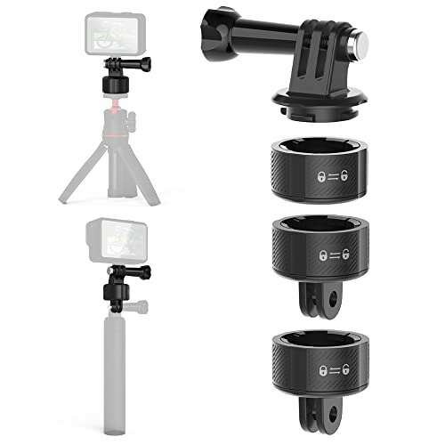 Surewo quick release multi-functional adapter with magnetic mount, rotating lock, compatible with GoPro Hero 12, 11, 10, 9, 8, 7, 6, DJI Osmo Action, Insta 360 X3