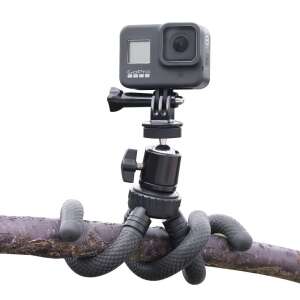 Surewo flexible tripod with rotatable head for GoPro action camera, DSLR and mirrorless camera, mounted on a branch - Surewo